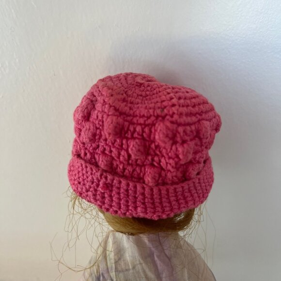 Lot of 4 Four Vintage Knit Doll Hats Cloche Pompom Duckling Crochet Beanie - Picture 5 of 9